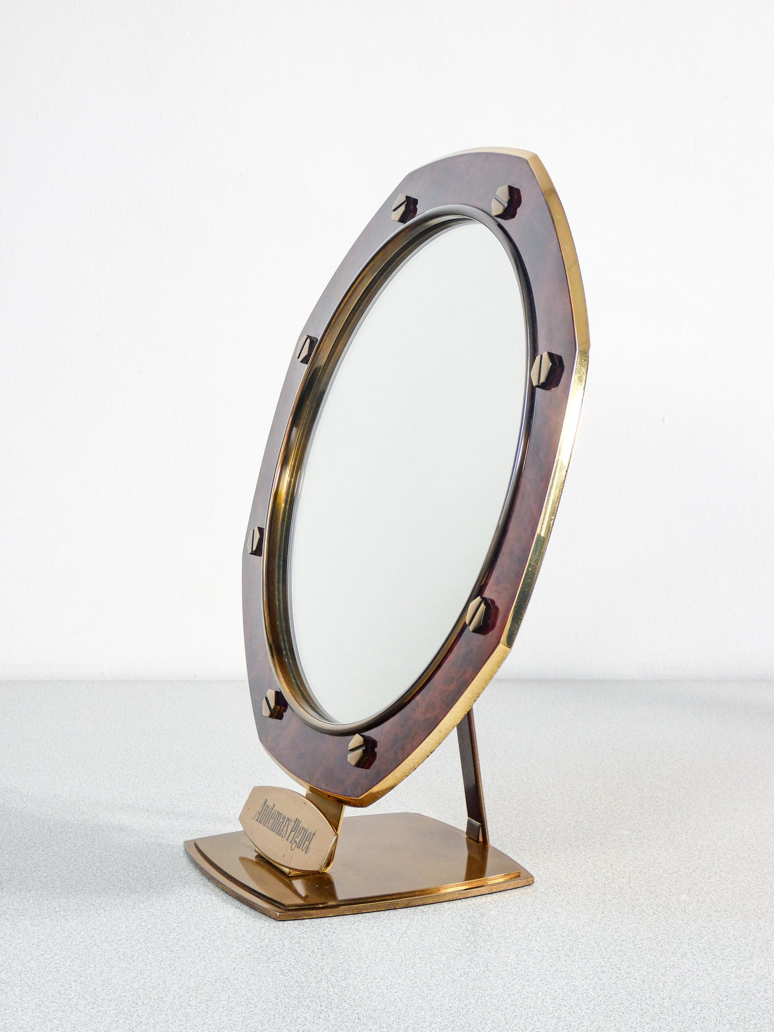 specchio audemars piguet da tavolo banco radica ottone pubblicitario mirror