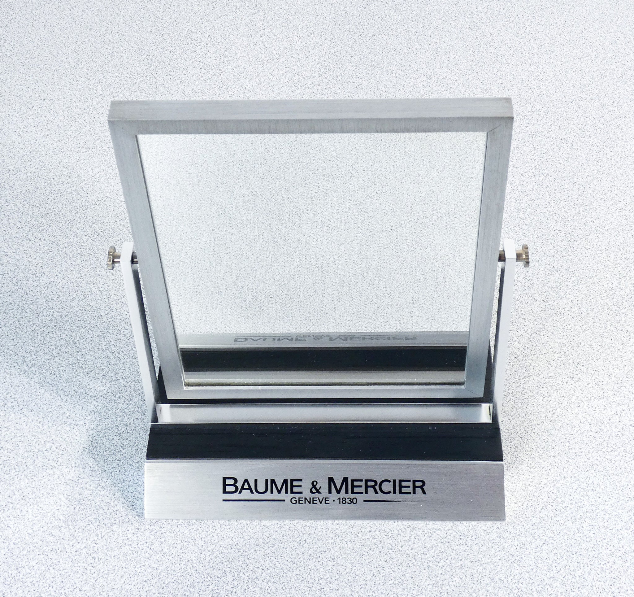 specchio baume mercier da tavolo banco girevole alluminio pubblicitario