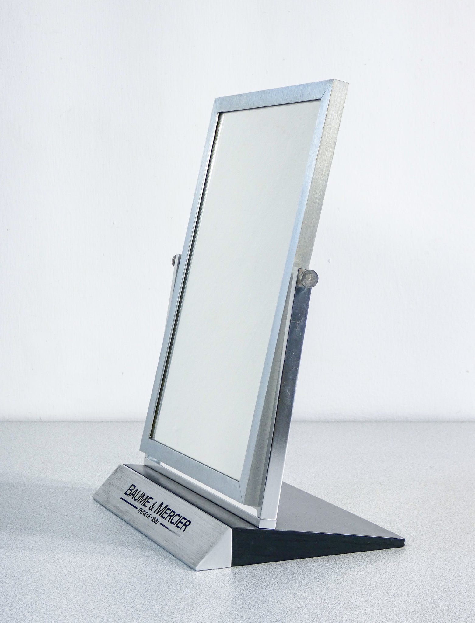 specchio baume mercier da tavolo banco girevole alluminio pubblicitario