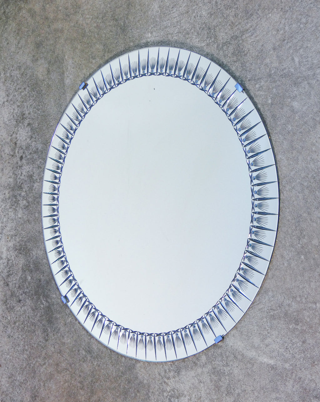 specchio parete cristal art italia 1960s tondo 93 cm cristallo molato inciso 