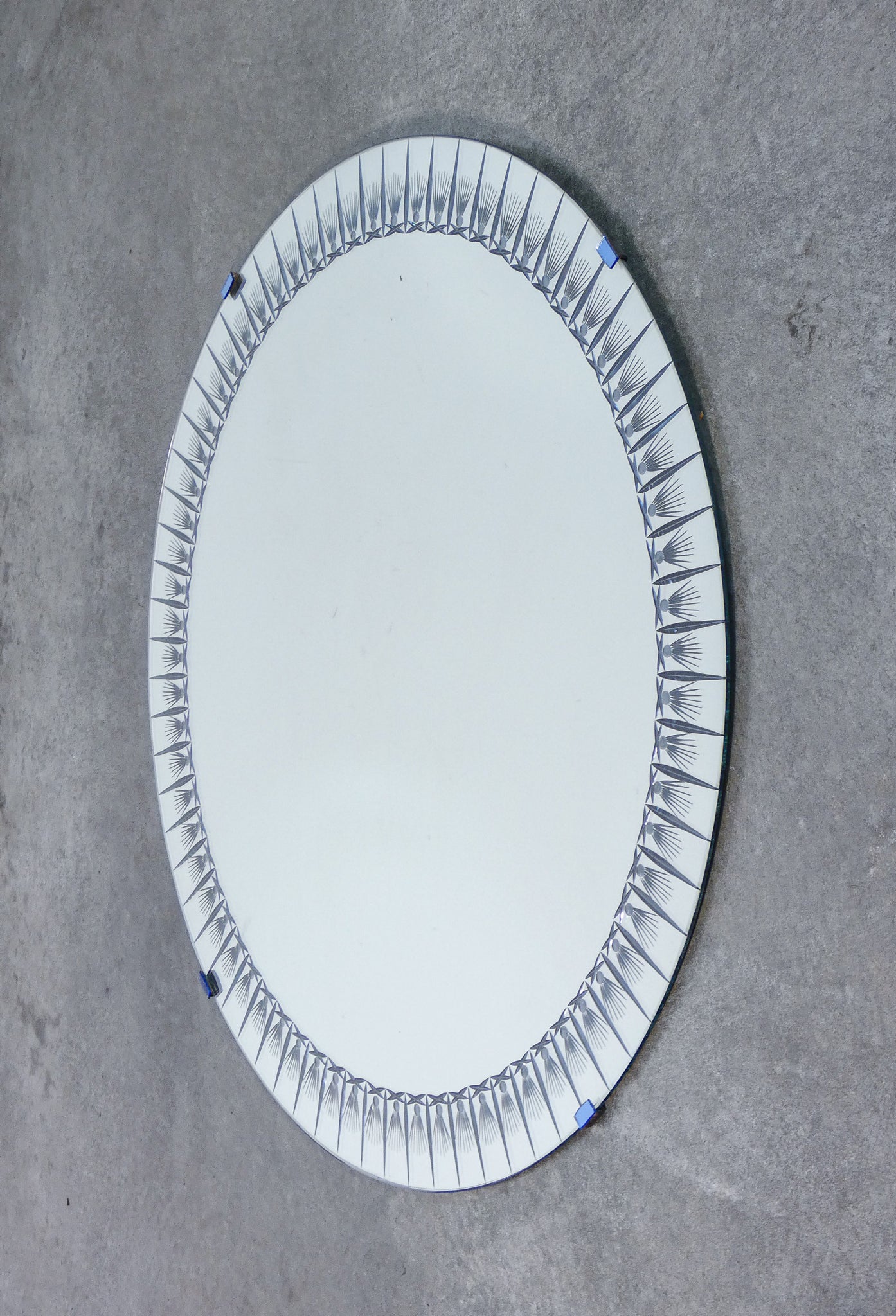 specchio parete cristal art italia 1960s tondo 93 cm cristallo molato inciso 