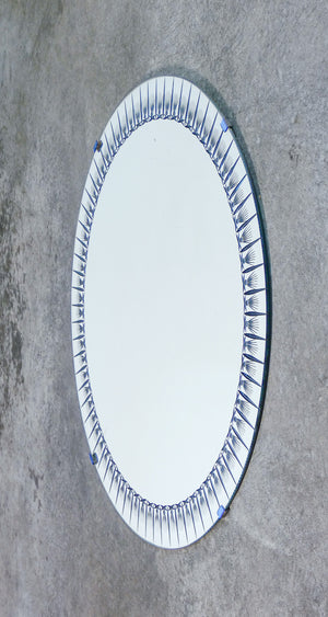 specchio parete cristal art italia 1960s tondo 93 cm cristallo molato inciso 