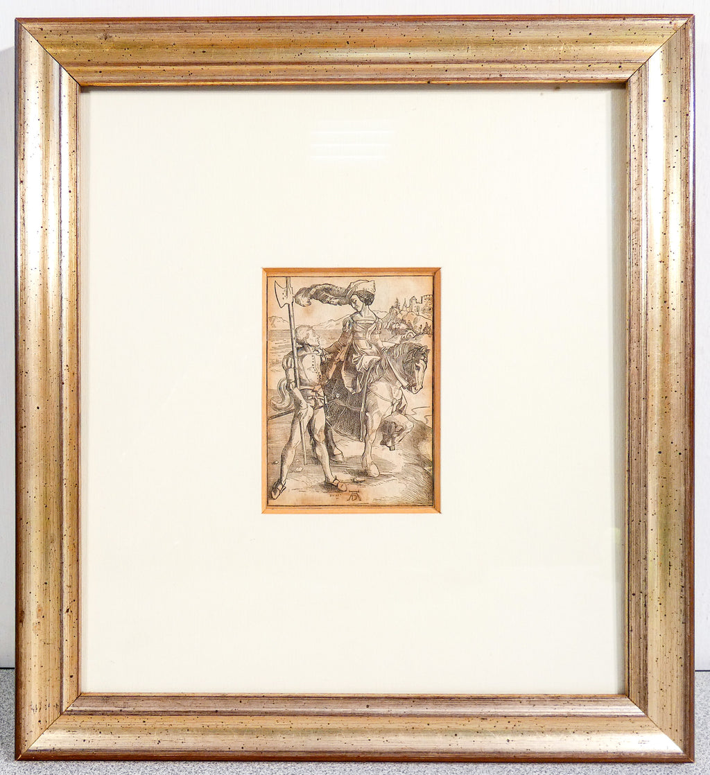 stampa dama a cavallo lanzichenecco firmata albrecht durer incisione bulino