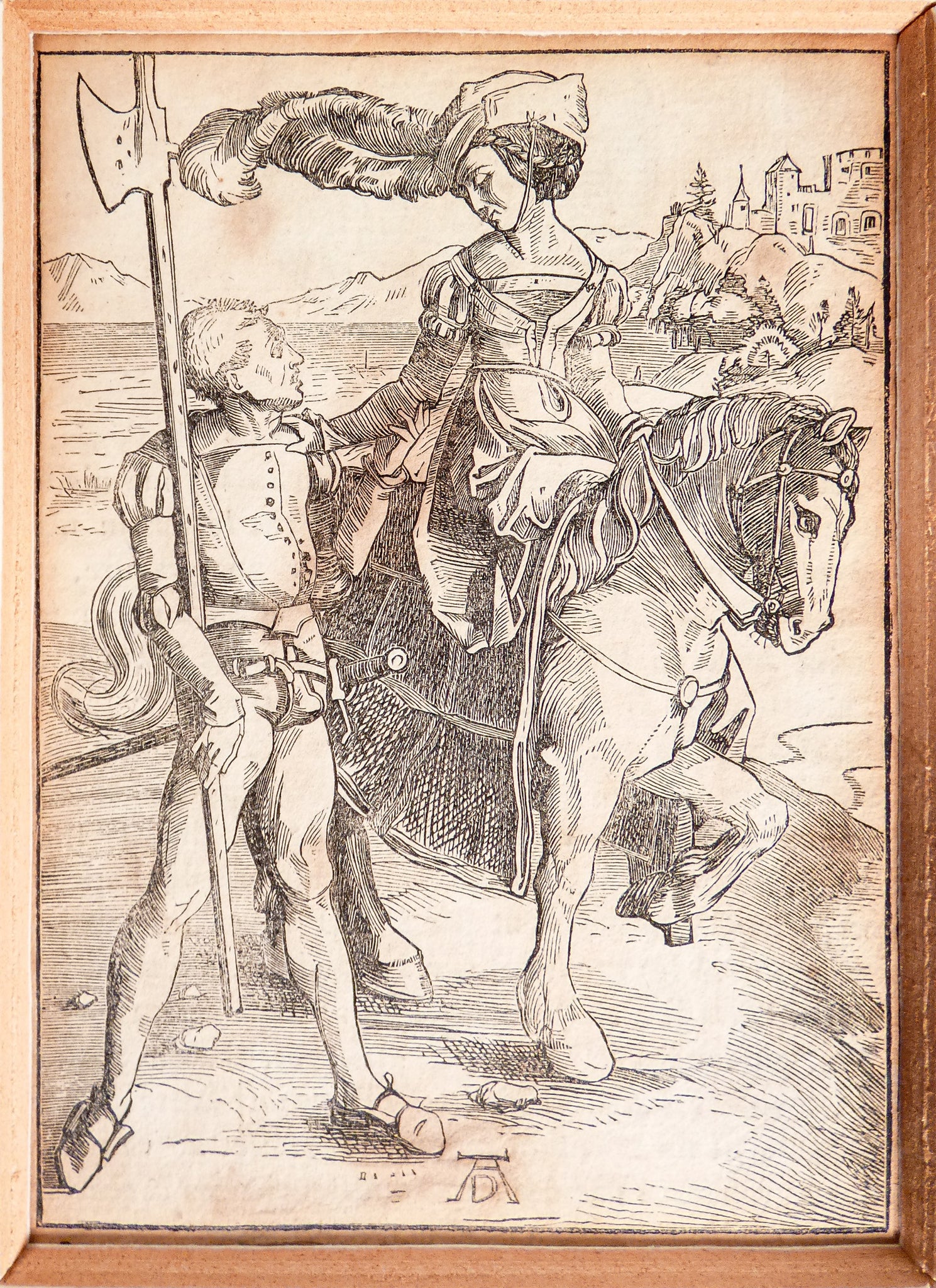 stampa dama a cavallo lanzichenecco firmata albrecht durer incisione bulino