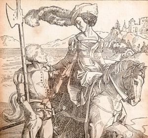 stampa dama a cavallo lanzichenecco firmata albrecht durer incisione bulino