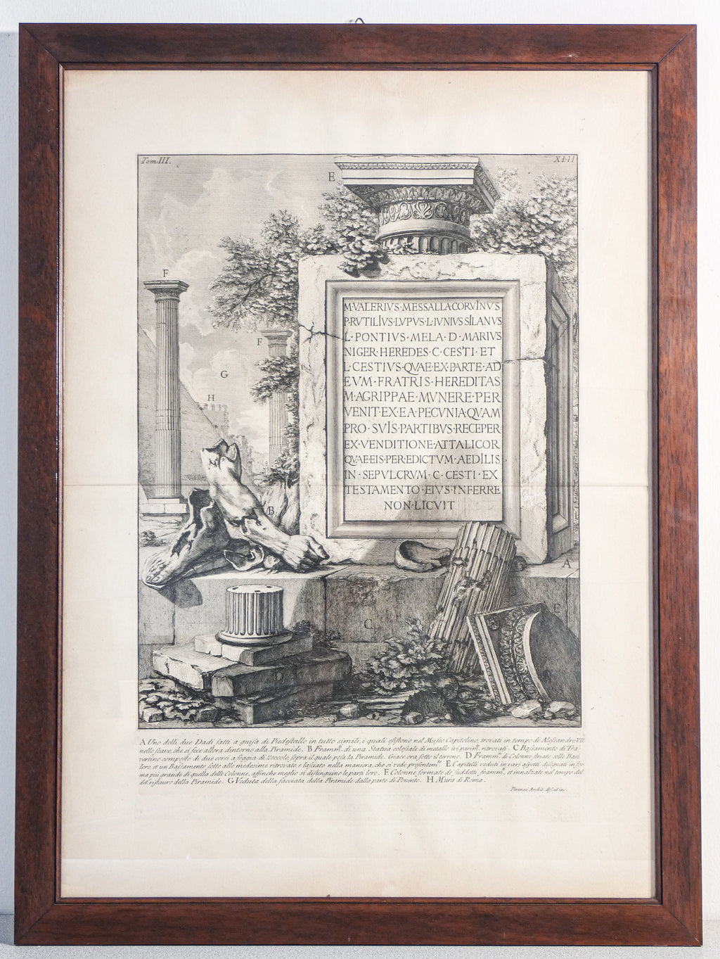 stampa piranesi giovanni antichita romane 3 xlii incisione acquaforte antica