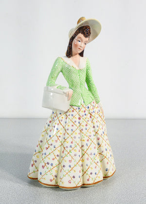statuina scultura dama donna porcellana keramos dipinta a mano torino epoca 1900