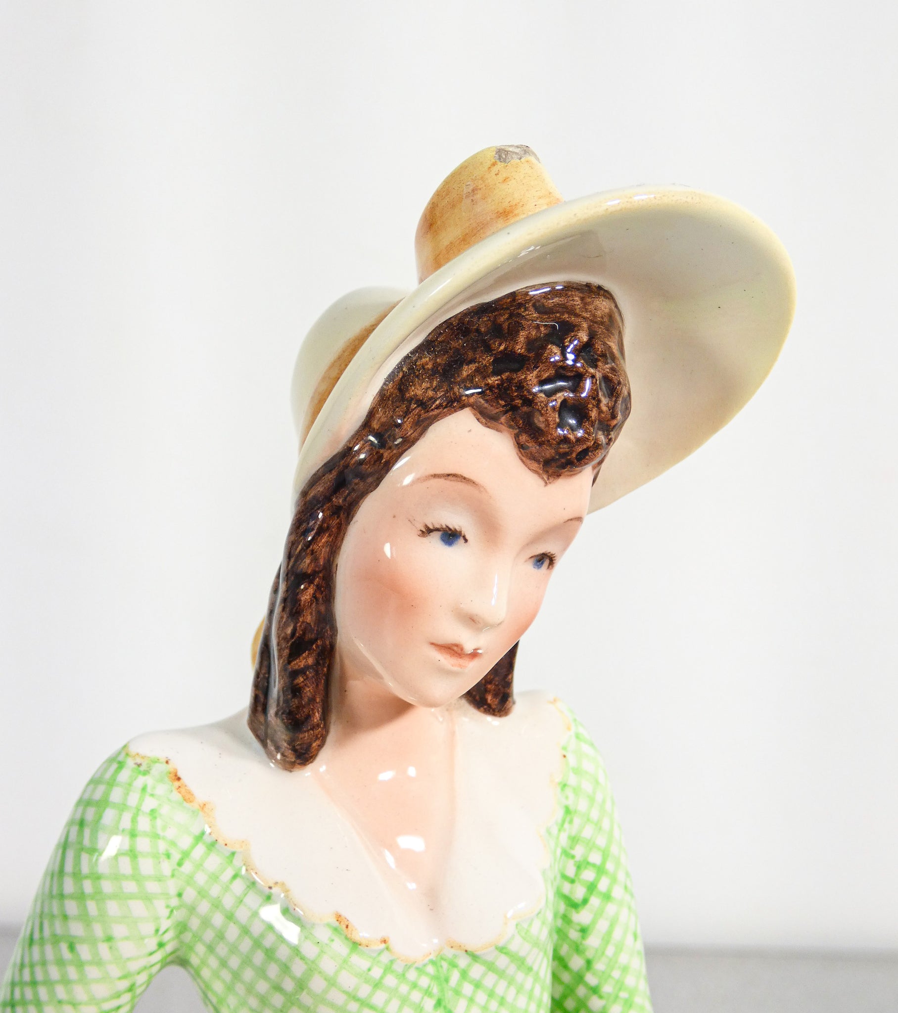 statuina scultura dama donna porcellana keramos dipinta a mano torino epoca 1900
