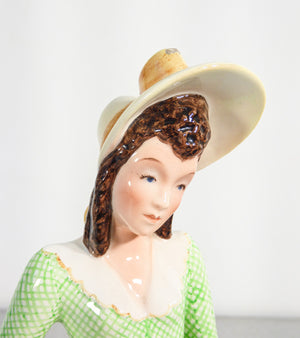 statuina scultura dama donna porcellana keramos dipinta a mano torino epoca 1900