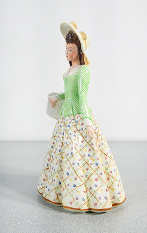 statuina scultura dama donna porcellana keramos dipinta a mano torino epoca 1900