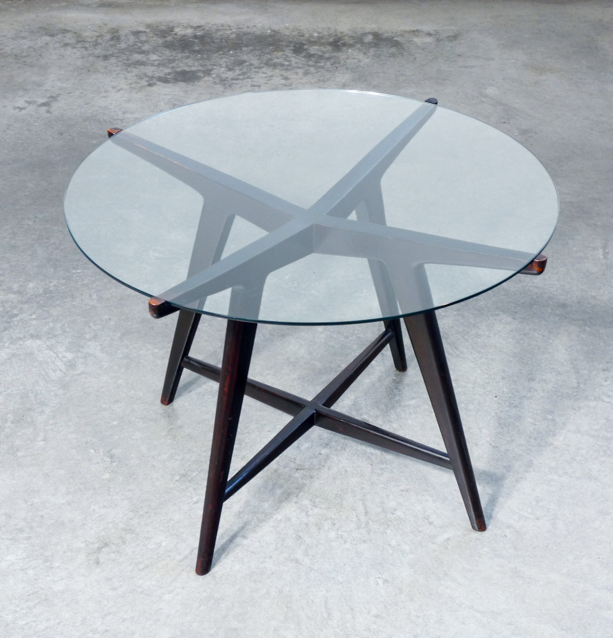 tavolino basso caffe design attr paolo buffa tondo legno vintage mid century
