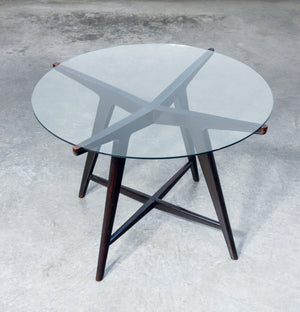 tavolino basso caffe design attr paolo buffa tondo legno vintage mid century