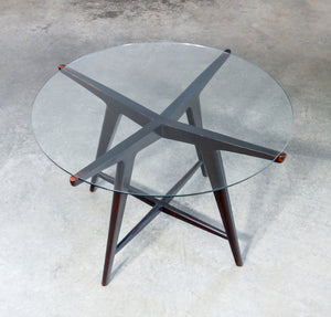 tavolino basso caffe design attr paolo buffa tondo legno vintage mid century
