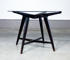 tavolino basso caffe design attr paolo buffa tondo legno vintage mid century