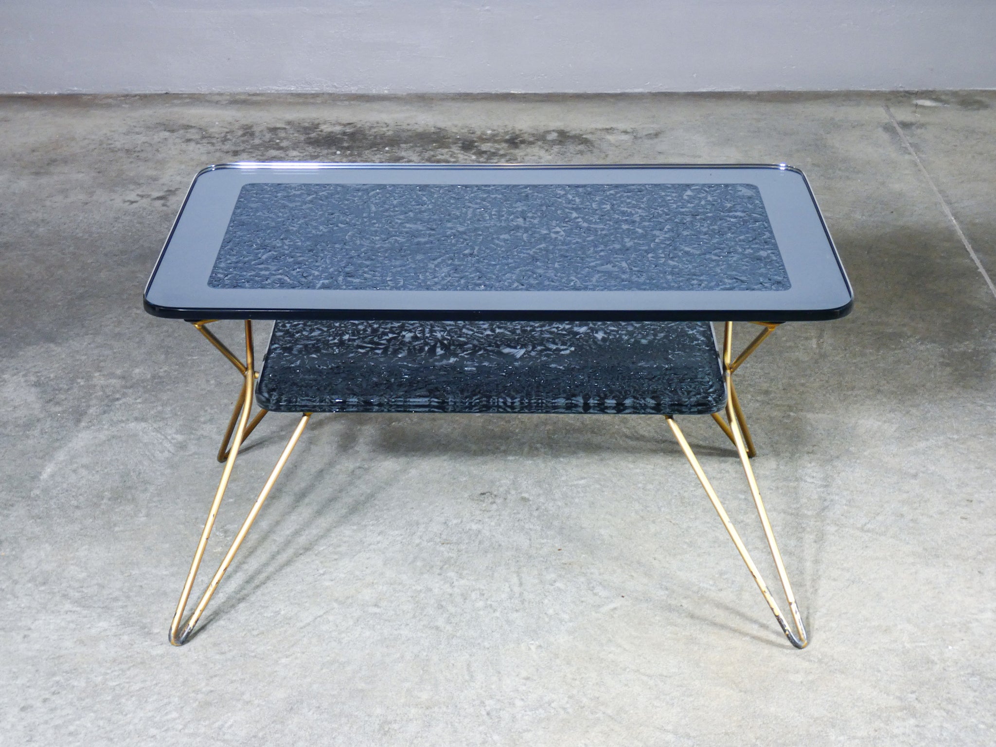tavolino basso caffe design italia vetro specchiato vintage mid century