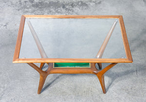 tavolino da fumo design italia 1940s legno vetro vassoio epoca coffee table