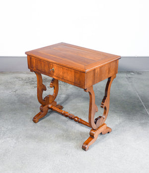 tavolino da lavoro epoca 1800 legno massello noce cassetto carlo x antico
