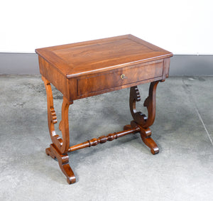 tavolino da lavoro epoca 1800 legno massello noce cassetto carlo x antico