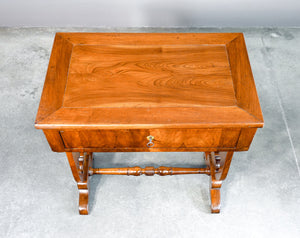 tavolino da lavoro epoca 1800 legno massello noce cassetto carlo x antico