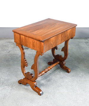 tavolino da lavoro epoca 1800 legno massello noce cassetto carlo x antico