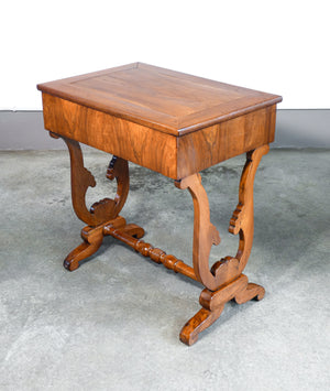 tavolino da lavoro epoca 1800 legno massello noce cassetto carlo x antico