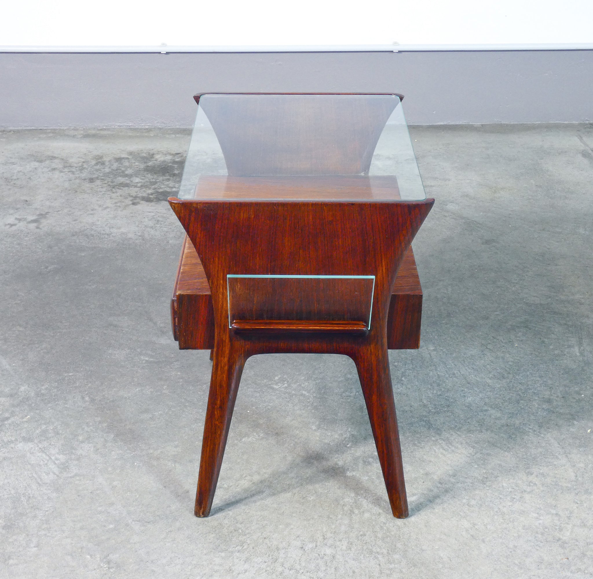 tavolino design italia cantu epoca 1940 legno massello portariviste cassetto