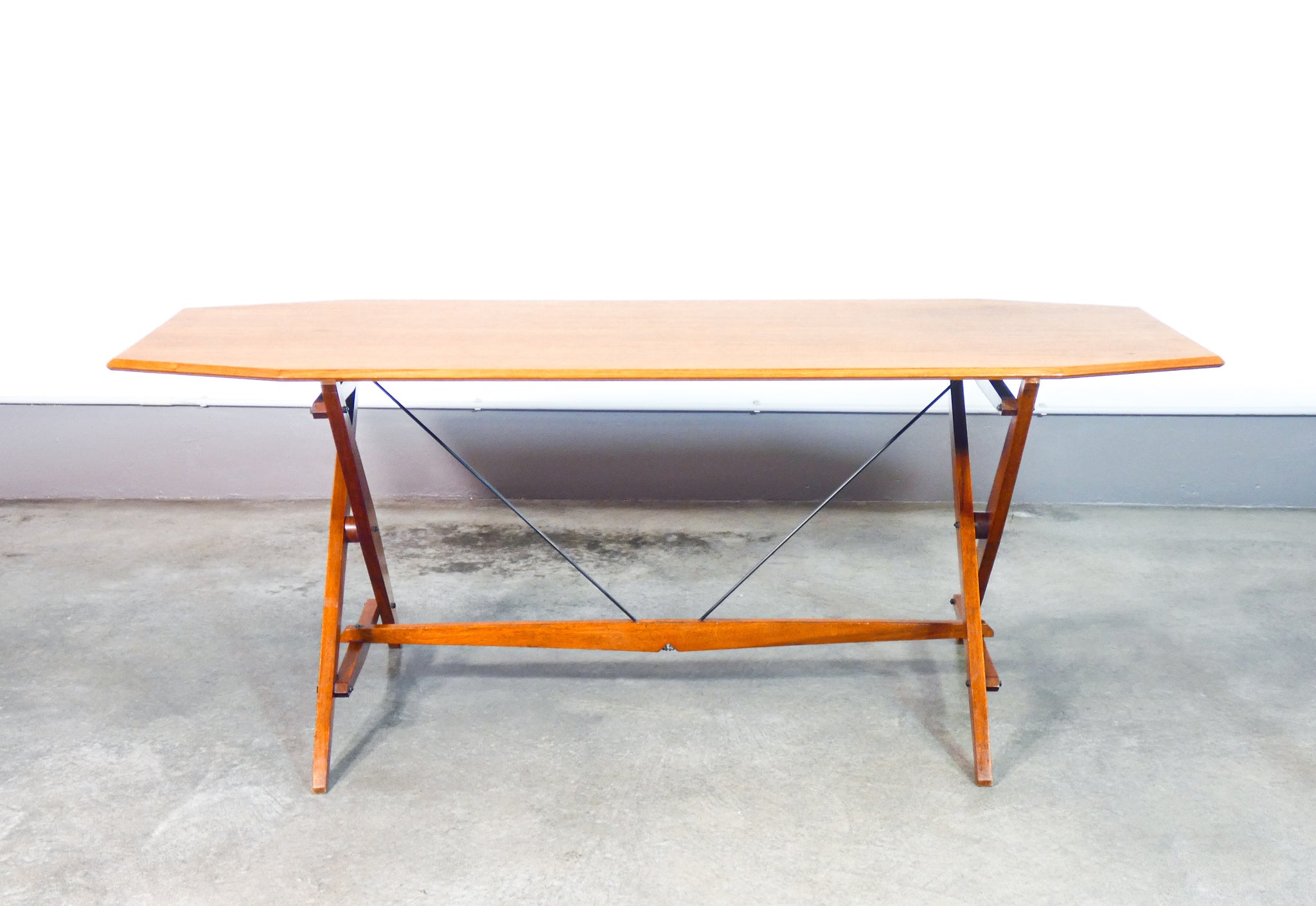tavolo cavalletto mod tl2 design franco albini epoca 1950 legno massello