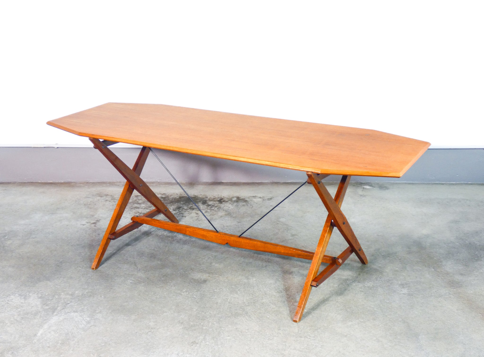 tavolo cavalletto mod tl2 design franco albini epoca 1950 legno massello