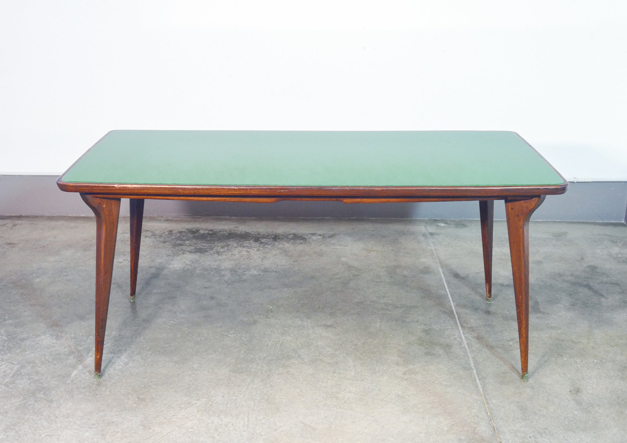 tavolo pranzo design italia 1950s legno piano vetro vintage dining table