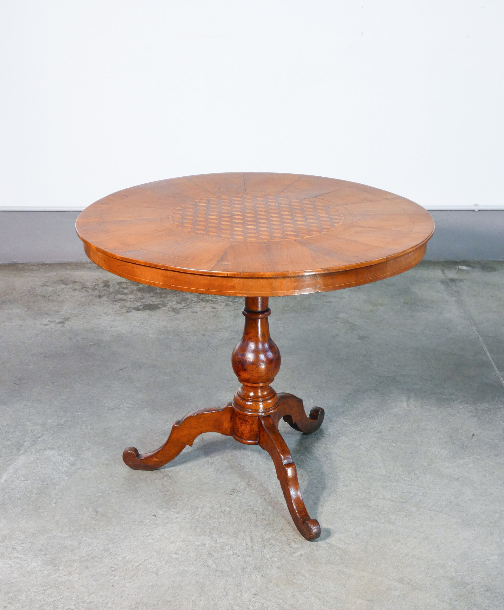 tavolo rotondo rolo legno noce intarsiato tavolino tondo epoca 1800 antico