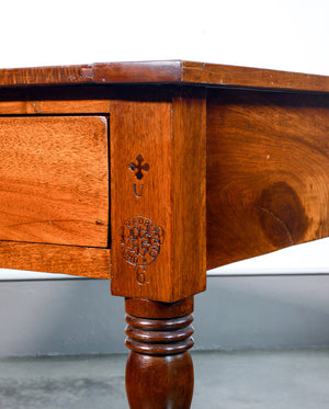 tavolo scrivania legno noce massello epoca 1800 cassetto ordine mauriziano