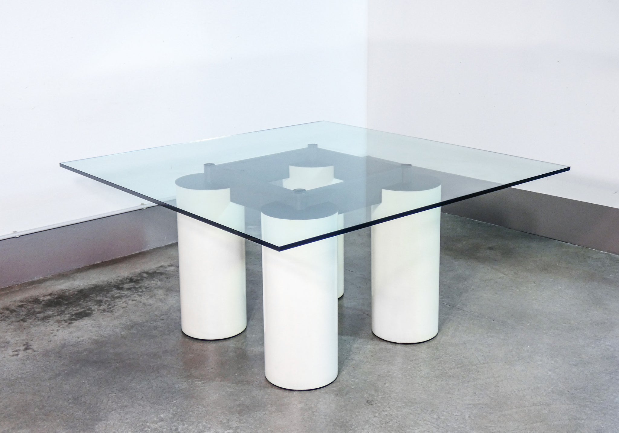 tavolo serenissimo design lella massimo vignelli per acerbis vetro quadrato