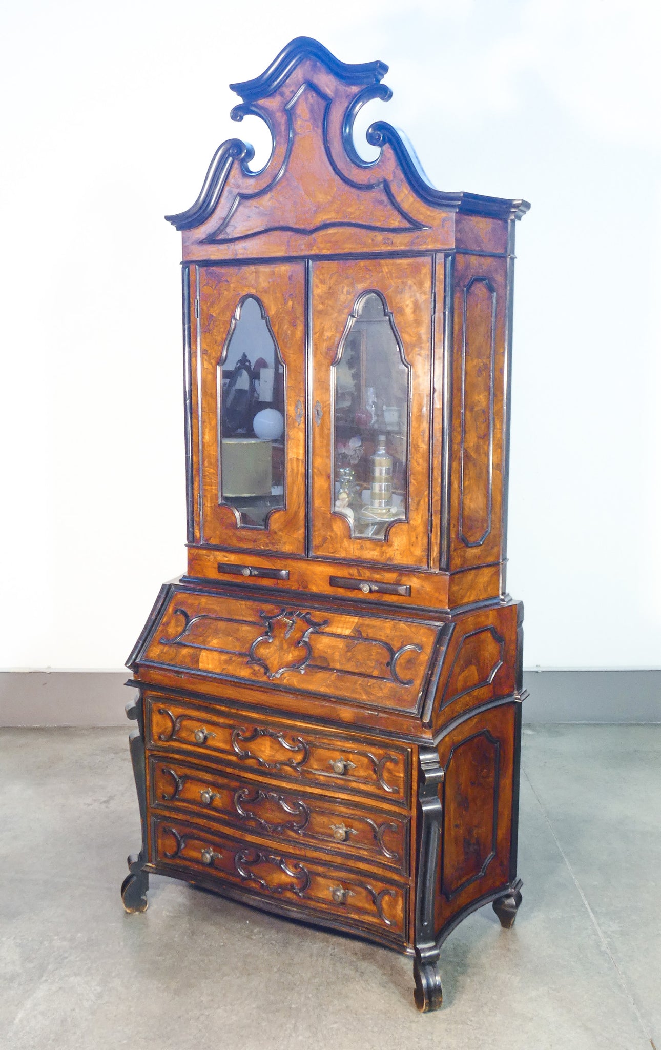 trumeau lombardo secretaire stile luigi xv scrittoio cassetti legno epoca