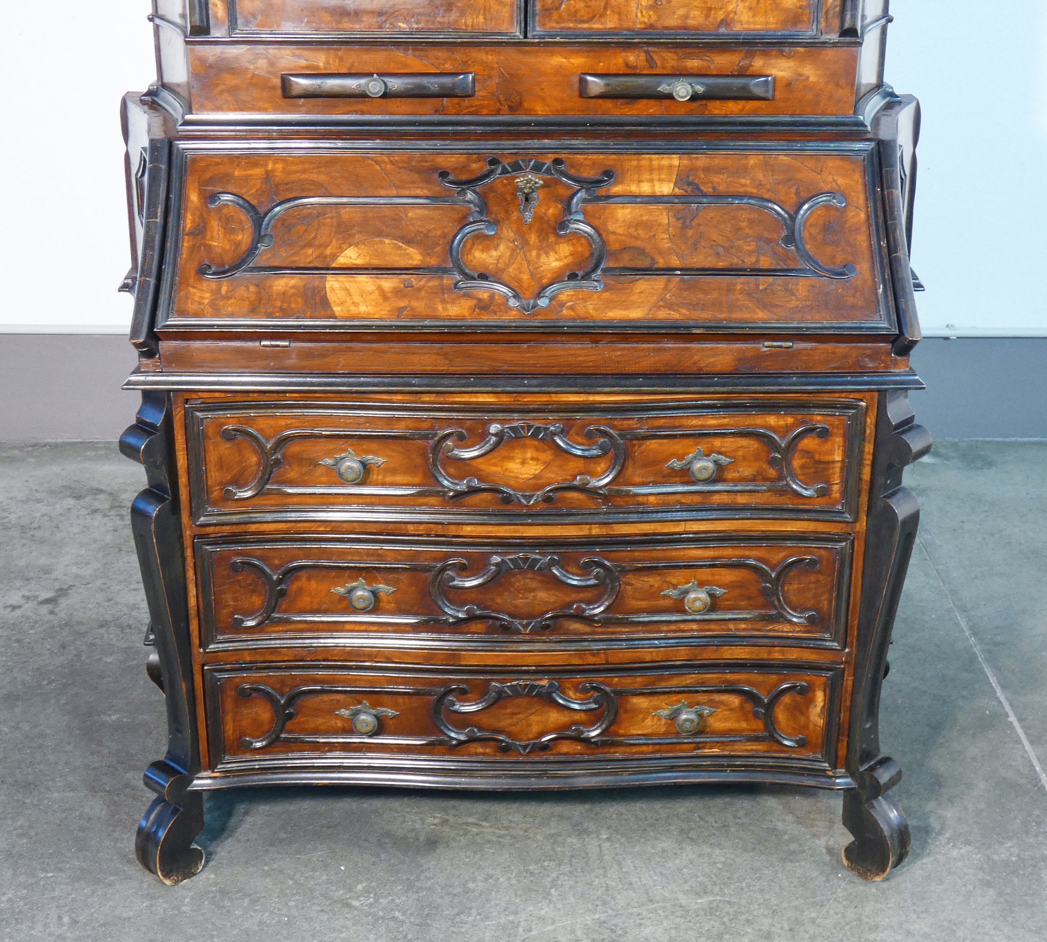 trumeau lombardo secretaire stile luigi xv scrittoio cassetti legno epoca