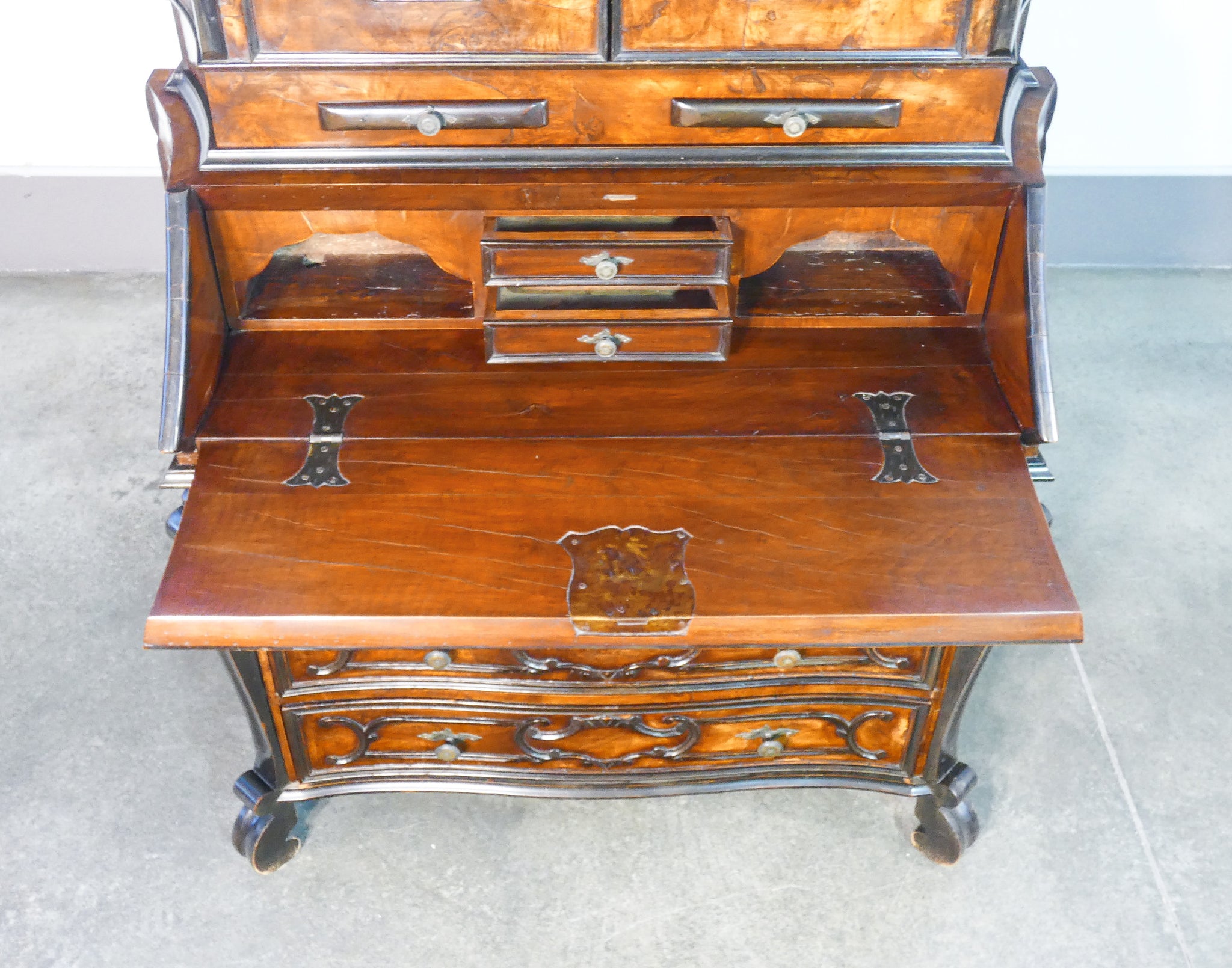 trumeau lombardo secretaire stile luigi xv scrittoio cassetti legno epoca