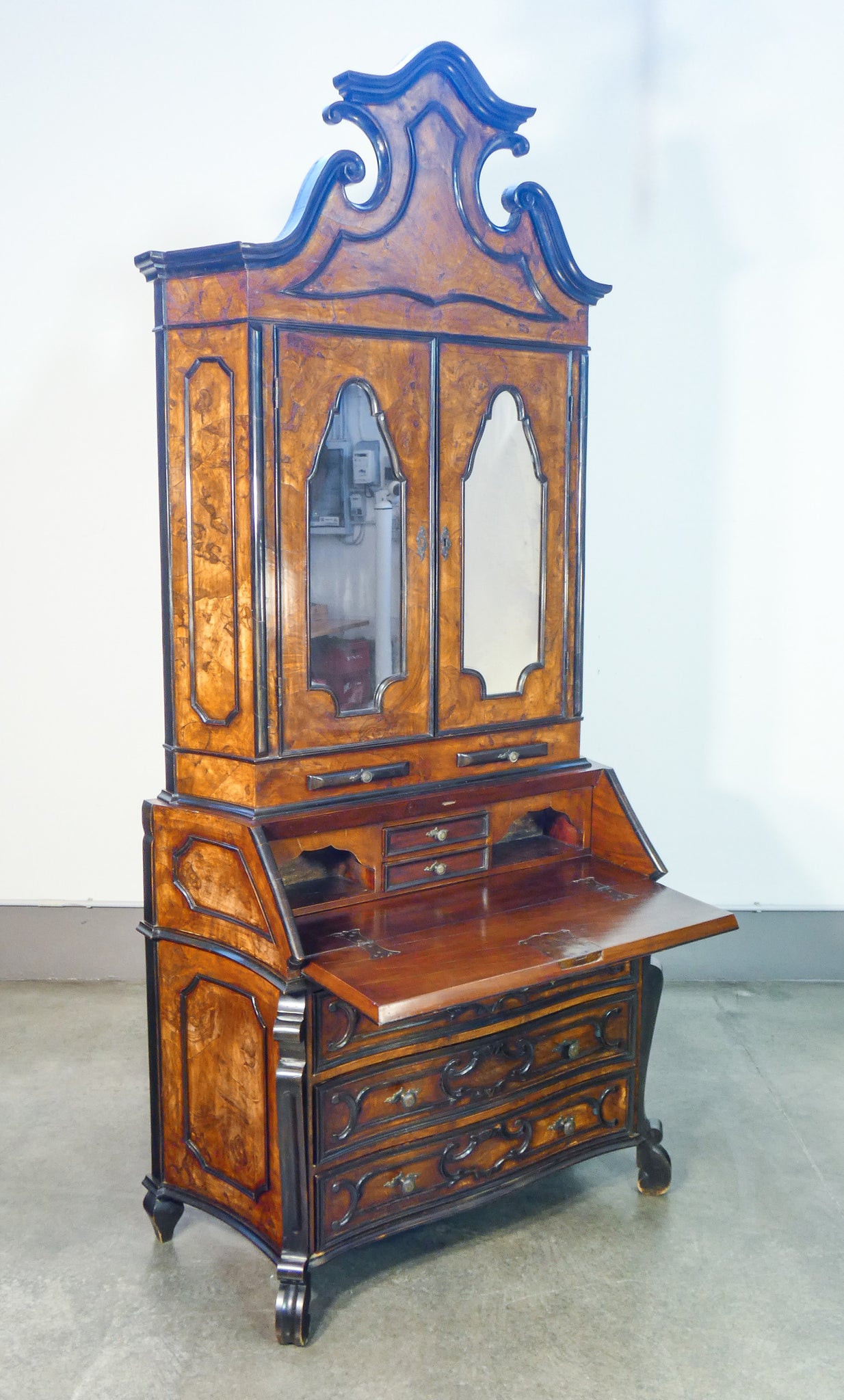 trumeau lombardo secretaire stile luigi xv scrittoio cassetti legno epoca