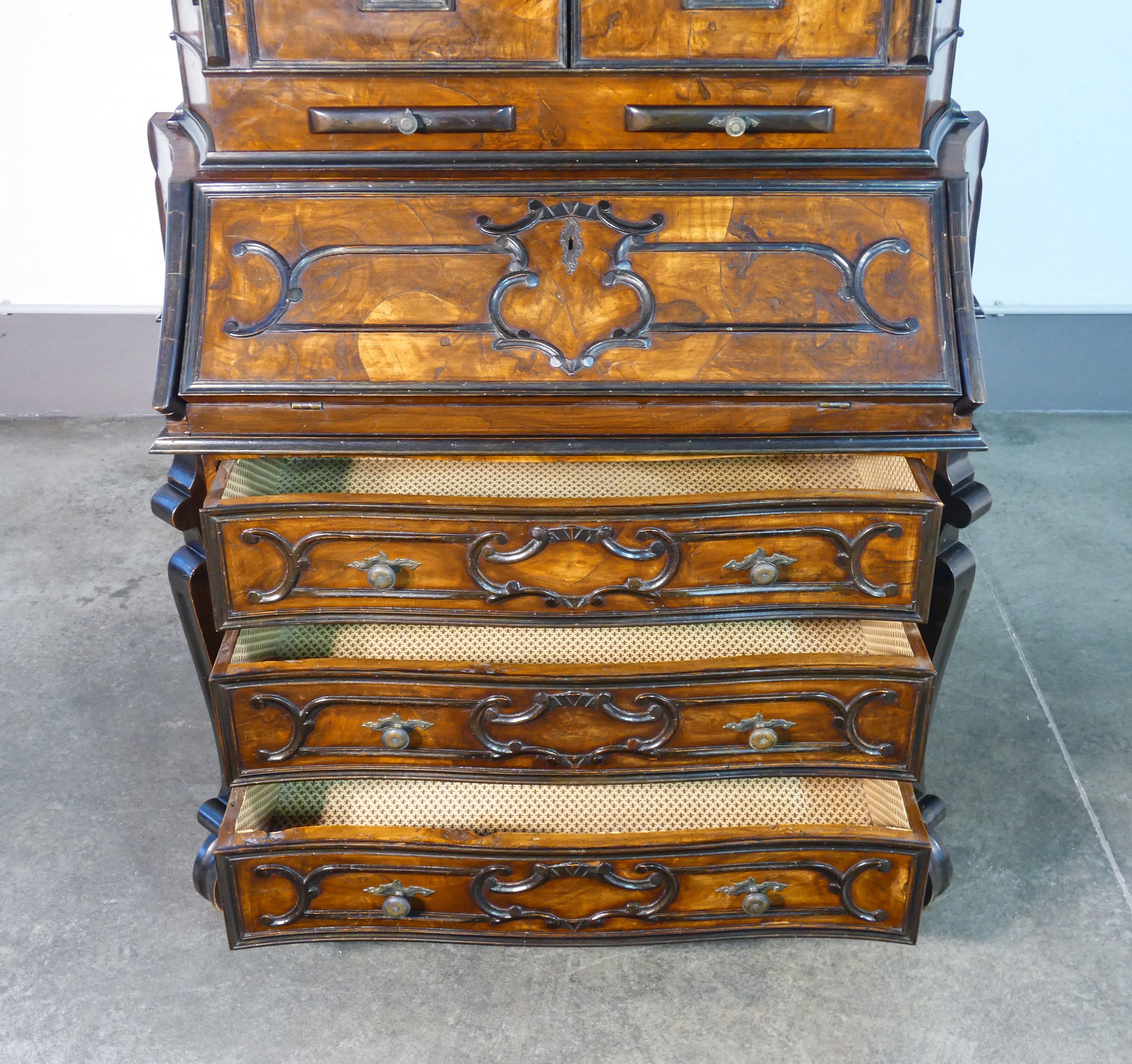 trumeau lombardo secretaire stile luigi xv scrittoio cassetti legno epoca