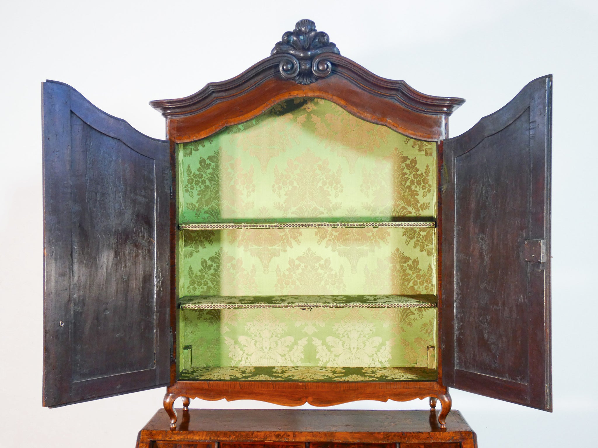 trumeau secretaire piemontese luigi xv legno noce intarsiato epoca 1700 antico