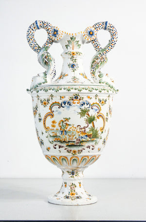 vaso anfora ceramica moustiers faience dipinto a mano epoca france pottery