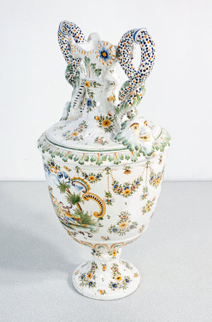 vaso anfora ceramica moustiers faience dipinto a mano epoca france pottery