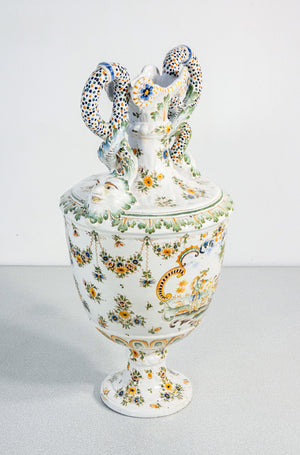 vaso anfora ceramica moustiers faience dipinto a mano epoca france pottery