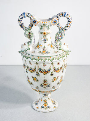 vaso anfora ceramica moustiers faience dipinto a mano epoca france pottery