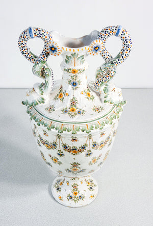 vaso anfora ceramica moustiers faience dipinto a mano epoca france pottery