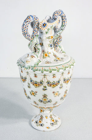 vaso anfora ceramica moustiers faience dipinto a mano epoca france pottery