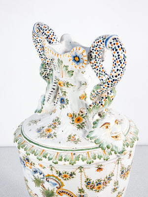 vaso anfora ceramica moustiers faience dipinto a mano epoca france pottery