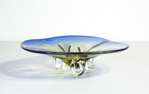vaso centrotavola vetro soffiato policromo murano vassoio design vintage 1960