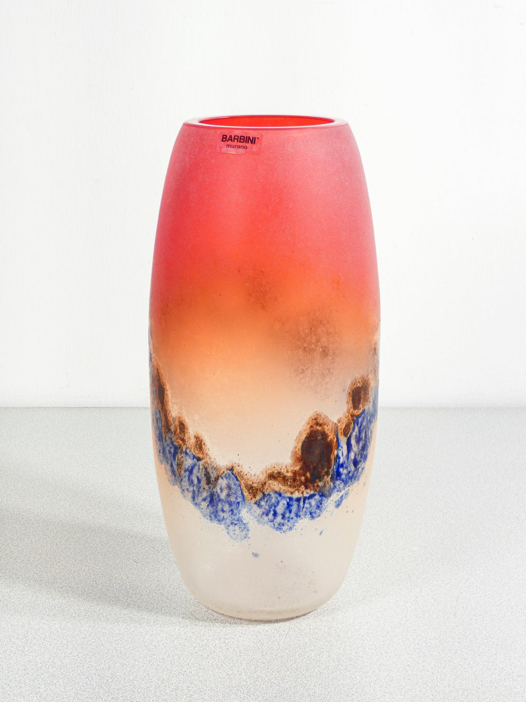 vaso design firmato alfredo barbini serie scavo vetro soffiato murano 1970s