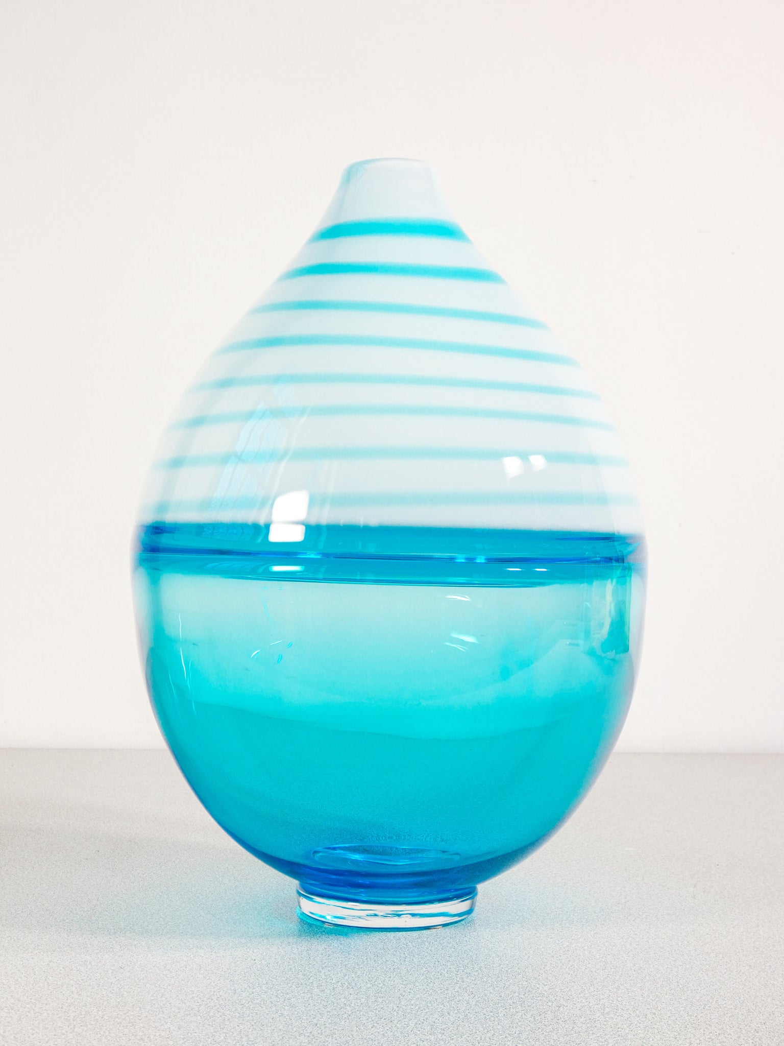 vaso design paolo crepax vetro soffiato murano incalmo azzurro grande glass art