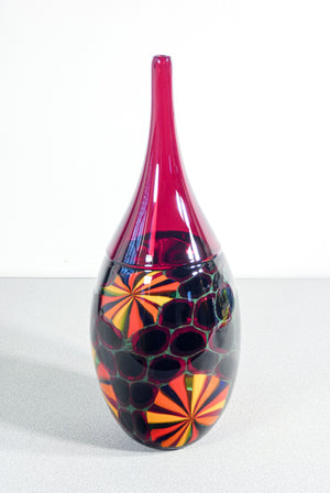 vaso design paolo crepax vetro soffiato murano incalmo policromo glass art