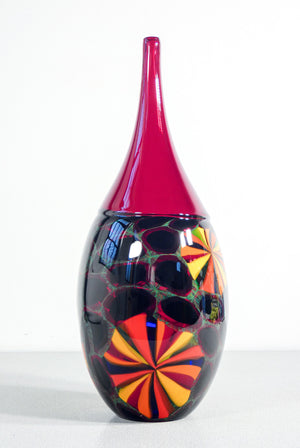 vaso design paolo crepax vetro soffiato murano incalmo policromo glass art